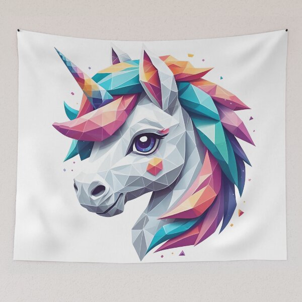 Artikelvorschau, Sternenstaub-Einhorn – Kawaii Low Poly entworfen und verkauft von artificia-off.