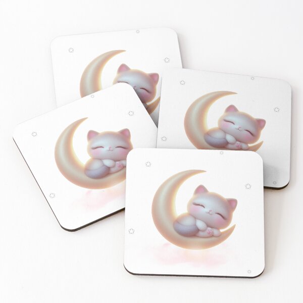 Item preview, Sleeping Kitten on Moon – Cute Kawaii Transparent PNG Sticker for Cat Lovers designed and sold by lunadesignsmoon.