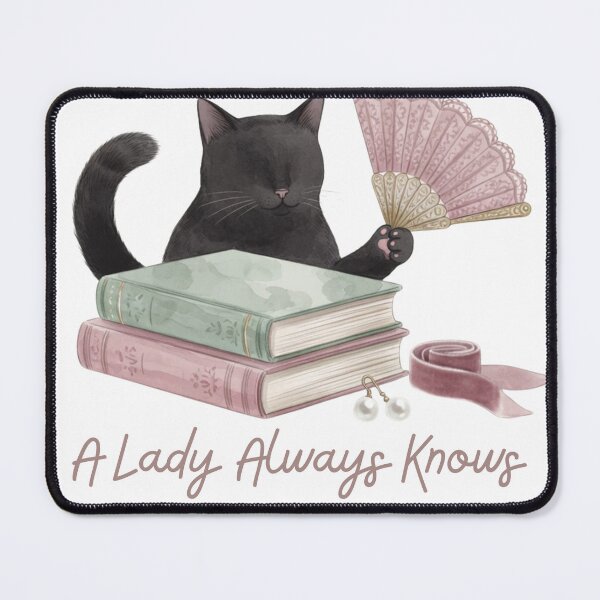 Item preview, A Lady Always Knows — Victorian Lace Fan Cat Mystery Tee designed and sold by kosimazaki.