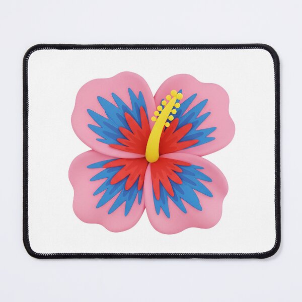 Item preview, vibrant pink hibiscus with yellow stamen and blue filaments designed and sold by VerizalShop.