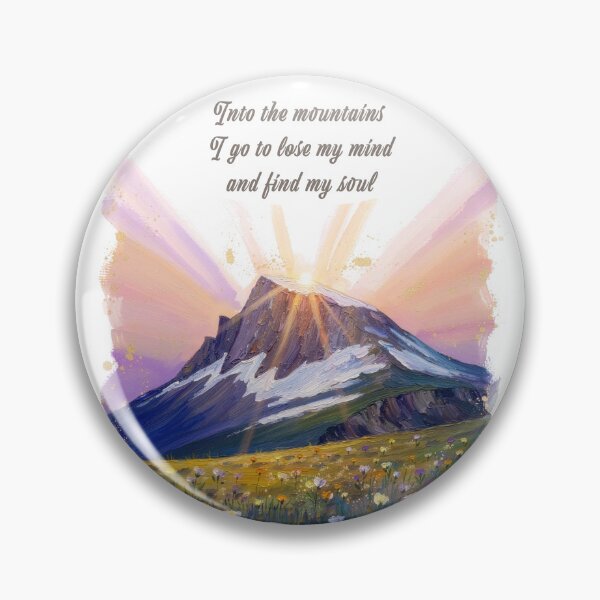 Item preview, Into the mountains watercolor sunrise alpine wildflower quote print designed and sold by icemanphotos.