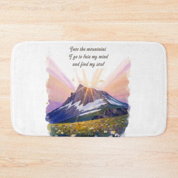 Item preview, Into the mountains watercolor sunrise alpine wildflower quote print designed and sold by icemanphotos.