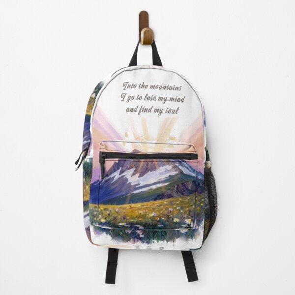 Item preview, Into the mountains watercolor sunrise alpine wildflower quote print designed and sold by icemanphotos.