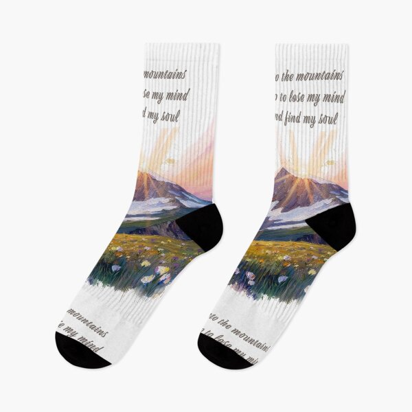 Item preview, Into the mountains watercolor sunrise alpine wildflower quote print designed and sold by icemanphotos.