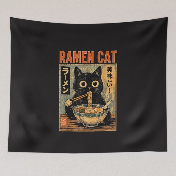 Item preview, Funny Ramen Cat Japanese Kawaii Retro Anime Style Design designed and sold by kiralynstration.