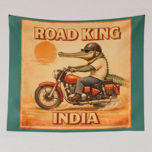 Item preview, Road King Crocodile Vintage India Art designed and sold by AuraloomAtelier.