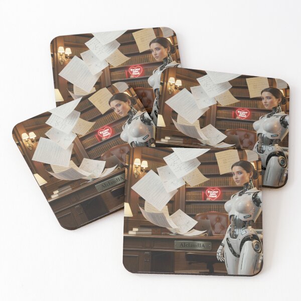 Item preview, AIclaudIA — I'm Your Best Friend, Neon Robot in Library designed and sold by DukeNiko.
