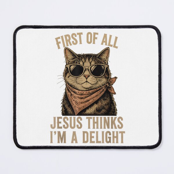 Item preview, Funny Christian Cat Jesus Thinks I’m A Delight Retro Meme Design designed and sold by kiralynstration.