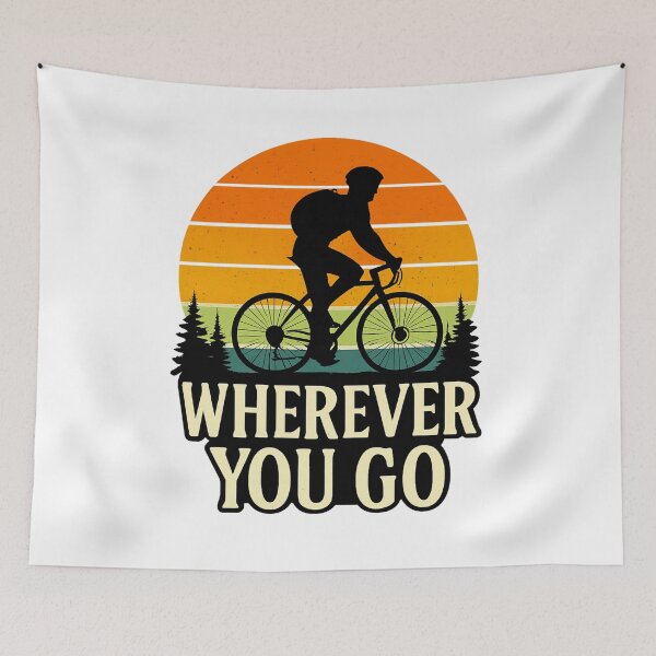 Item preview, Wherever You Go Retro Cyclist Vintage Sunset Adventure designed and sold by Supergrafix07.