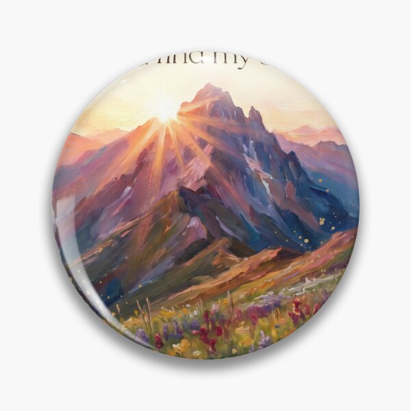 Item preview, Into the mountains watercolor sunrise alpine wildflower quote print designed and sold by icemanphotos.
