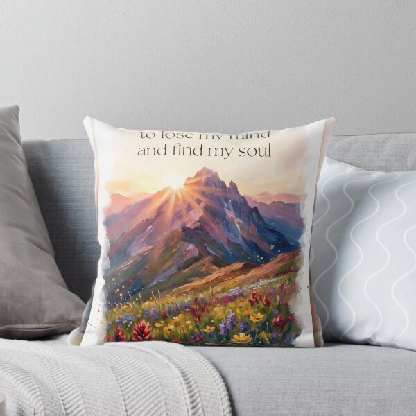 Item preview, Into the mountains watercolor sunrise alpine wildflower quote print designed and sold by icemanphotos.