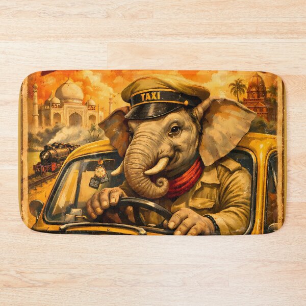 Item preview, Road of India Elephant Vintage Taxi Art designed and sold by AuraloomAtelier.