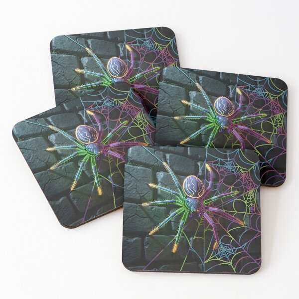 Item preview,  Neon Spider Web — Dark Glowing Arachnid on Stone Wall designed and sold by DukeNiko.