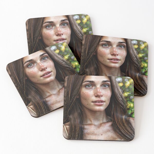 Item preview, Freckled Brown Hair Woman with Green Eyes | Nature Portrait designed and sold by DukeNiko.