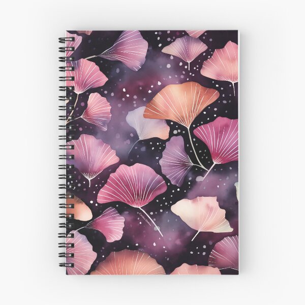 Item preview, Ginkgo in purple, orange, and pink tones • Botanical illustration on a dark purple background • Colorful and elegant art designed and sold by Candice Dethise.