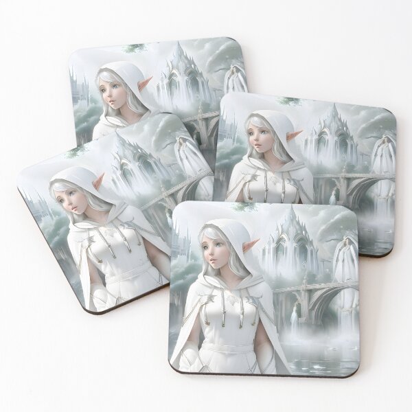Item preview, White Elf Girl Before Elvish Crystal City | Fantasy Art designed and sold by DukeNiko.