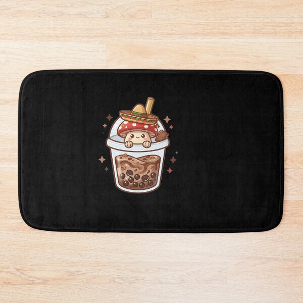 Item preview, Kawaii Mushroom in Chocolate Boba Tea - Cute Chibi Sombrero Toadstool Bubble Tea Art designed and sold by Trendora90.