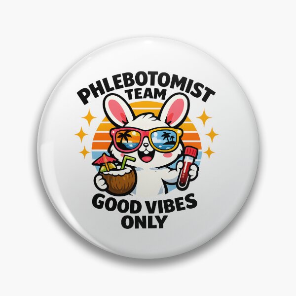 Item preview, Cute Bunny Phlebotomist Vacation Retro Sunset Team Good Vibes Only Tropical Summer Medical Lab Tech Sticker Gift for National Phlebotomists Recognition Week designed and sold by ClinicalHubs.