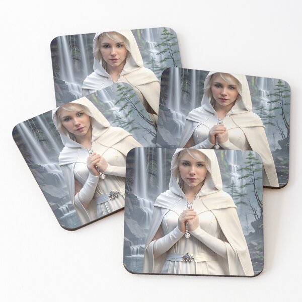 Item preview, White Hooded Priestess by Forest Waterfall | Fantasy Portrait designed and sold by DukeNiko.
