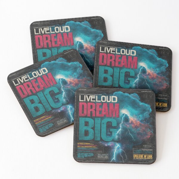 Item preview, Live Loud Dream Big — Bold Rock Music Inspirational Print designed and sold by CosmicRockArt.