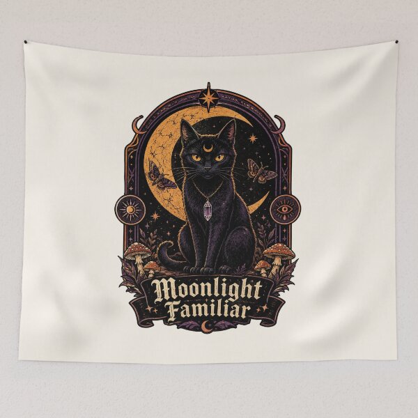 Item preview, Moonlight Familiar Black Cat Witchcore Design designed and sold by SweetLilith.