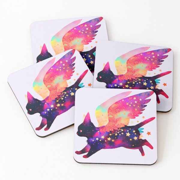 Item preview, Cosmic Galaxy Winged Cat Watercolor designed and sold by Peac7e.