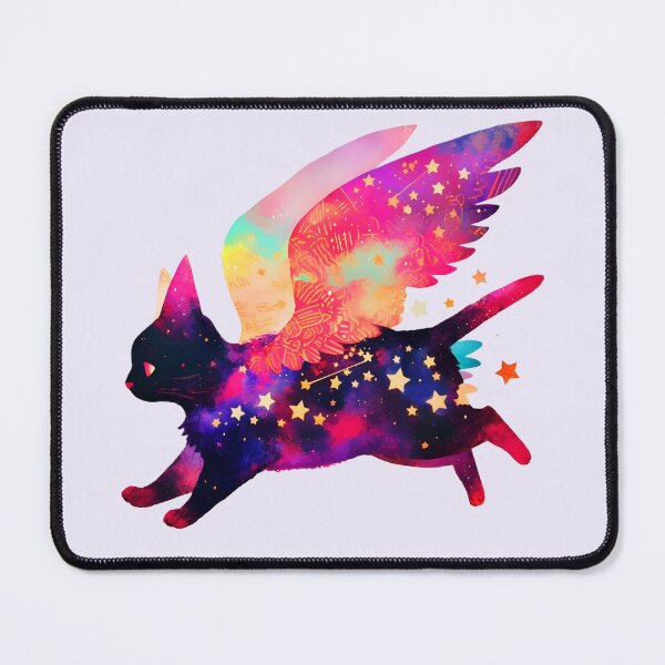 Item preview, Cosmic Galaxy Winged Cat Watercolor designed and sold by Peac7e.