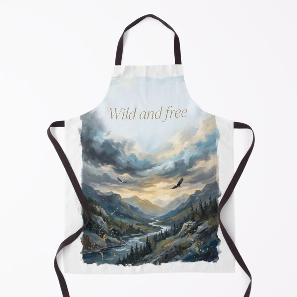 Item preview, Wild and free mountain valley eagles watercolor landscape print designed and sold by icemanphotos.