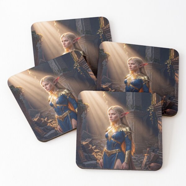 Item preview, Blonde Elf Mage in Blue Armor Among Ancient Ruins | Fantasy Art designed and sold by DukeNiko.