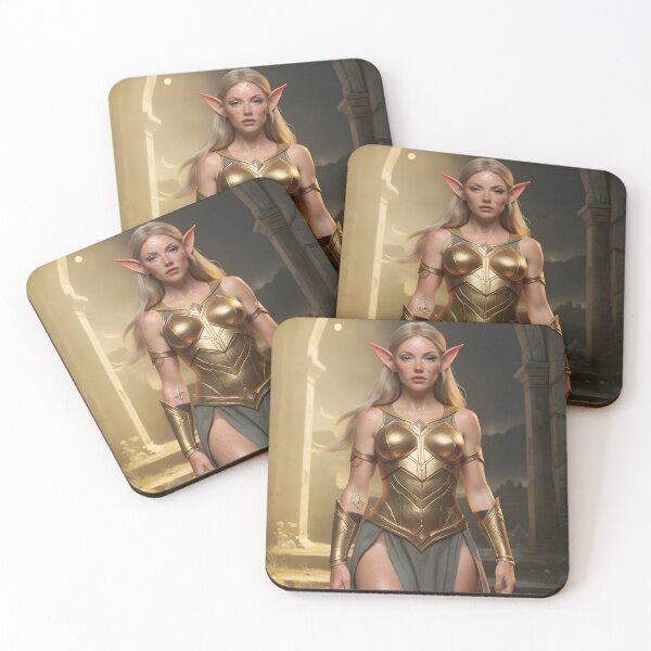 Item preview, Blonde Elf Warrior in Golden Armor | Fantasy Portrait Art designed and sold by DukeNiko.