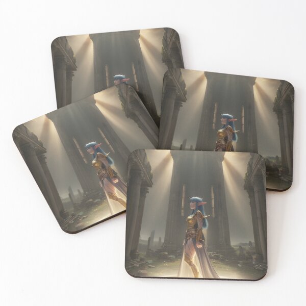 Item preview, Blue Hair Elf Warrior in Ancient Temple Ruins | Fantasy Art designed and sold by DukeNiko.