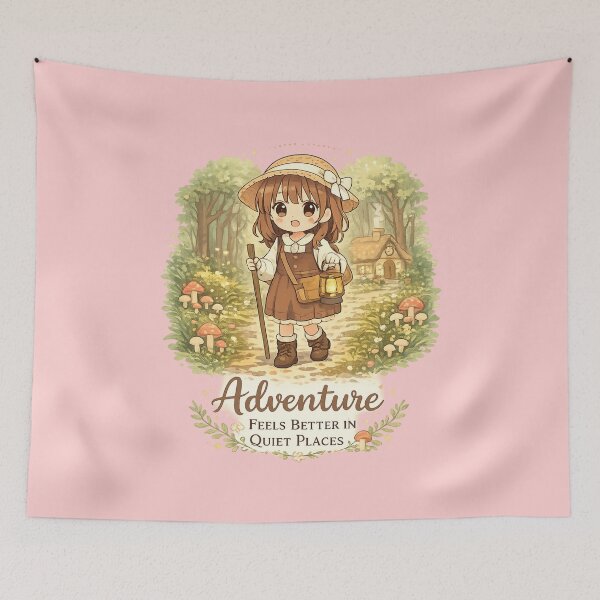 Item preview, Tiny Anime Forest Explorer Cute Cozy Adventure Quote Aesthetic for Dreamers and Travelers designed and sold by Im-Ara.