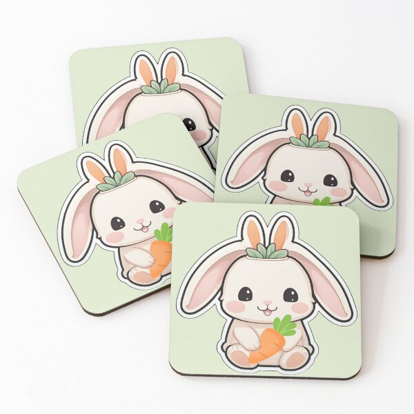 Item preview, Kawaii Bunny with Carrot – Cute Chibi Rabbit Sticker Art designed and sold by Madhav Creations Studio.