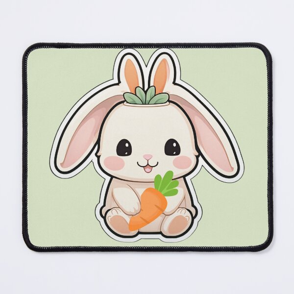 Item preview, Kawaii Bunny with Carrot – Cute Chibi Rabbit Sticker Art designed and sold by Madhav Creations Studio.