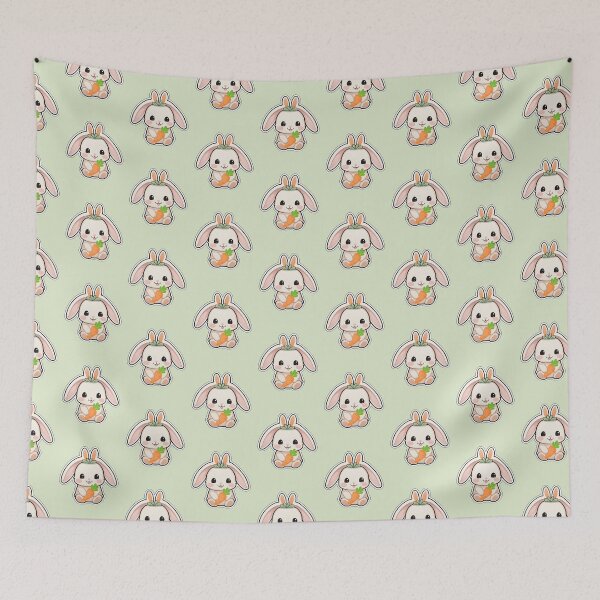 Item preview, Kawaii Bunny with Carrot – Cute Chibi Rabbit Sticker Art designed and sold by Madhav Creations Studio.