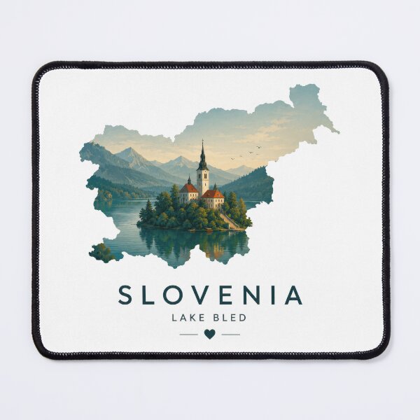 Item preview, Lake Bled Slovenia Travel Design, Slovenian Map Nature Art designed and sold by pod24.