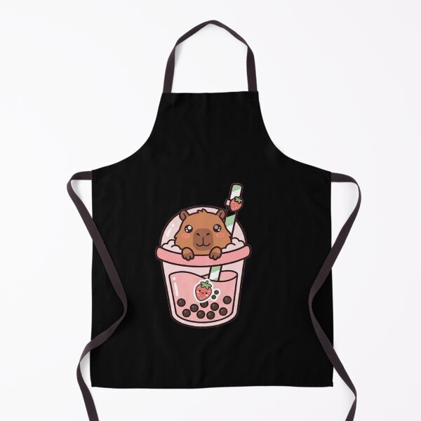 Item preview, Kawaii Capybara in Strawberry Boba Tea - Cute Chibi Pink Fruit Bubble Tea Art designed and sold by Trendora90.