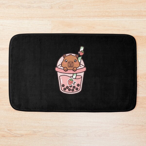Item preview, Kawaii Capybara in Strawberry Boba Tea - Cute Chibi Pink Fruit Bubble Tea Art designed and sold by Trendora90.