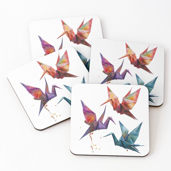Item preview, Watercolour Origami Cranes - Harmony in Flight designed and sold by ArtisticDesignsbyLinda.