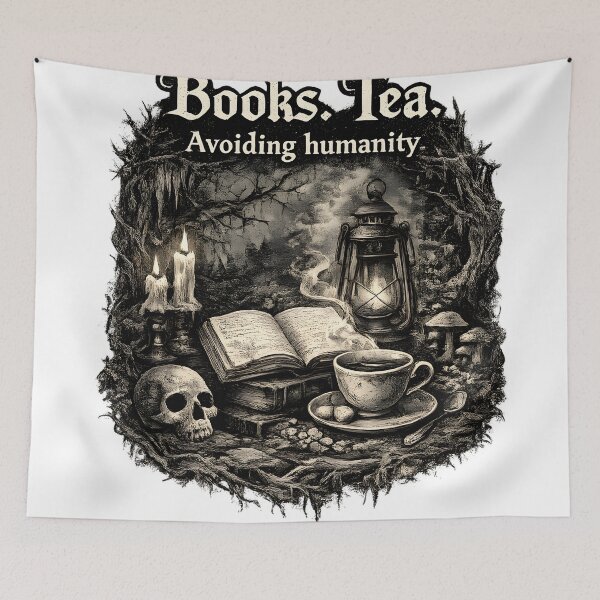 Item preview, Books Tea Avoiding Humanity Gothic Book Lover Design designed and sold by PMDesignStudio.