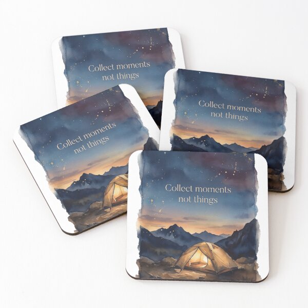 Item preview, Collect moments not things camping night sky watercolor mountain art designed and sold by icemanphotos.