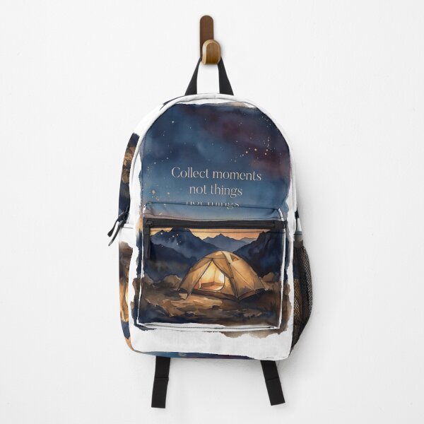 Item preview, Collect moments not things camping night sky watercolor mountain art designed and sold by icemanphotos.