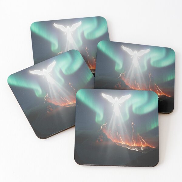 Item preview, Angel of Light Rising Above Volcanic Mountains with Aurora Borealis designed and sold by DukeNiko.