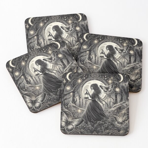Item preview, Moonlit Forest – Mystical Lantern Woman Fantasy Art designed and sold by Dogandesighn.