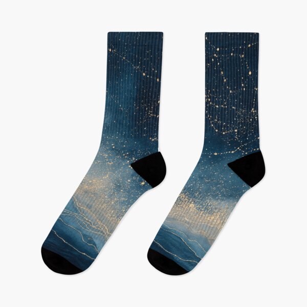 Item preview, Celestial Night Sky Constellation Art with Golden Clouds designed and sold by AtlantiqArt.