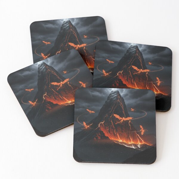 Item preview, Dark Volcanic Mountain with Fire Drakes at Night designed and sold by DukeNiko.