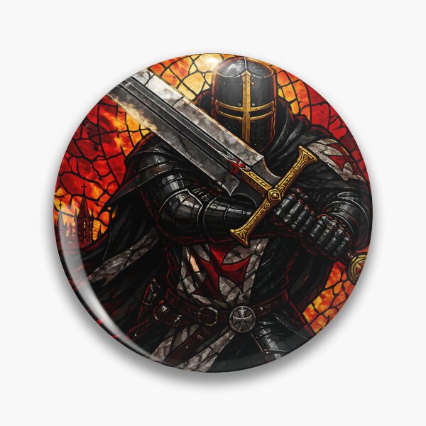 Item preview, Stained Glass Inspired Crusader Knight Templar With Greatsword designed and sold by GrinGalore.