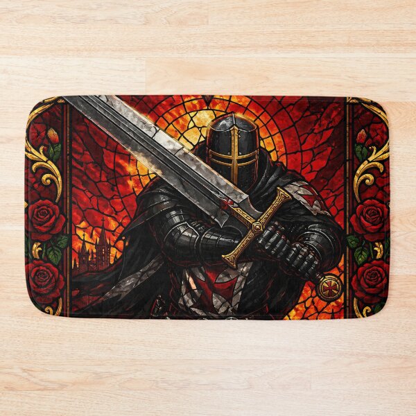 Item preview, Stained Glass Inspired Crusader Knight Templar With Greatsword designed and sold by GrinGalore.