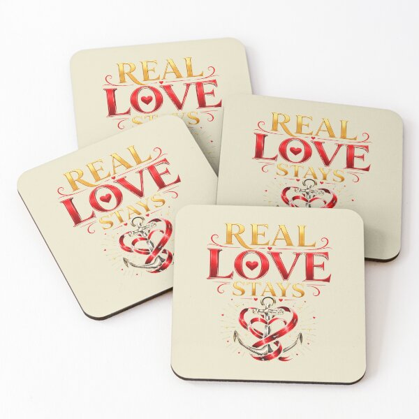 Item preview, Real Love Stays, Romantic Anchor Heart Design, Loyalty Love Quote designed and sold by JagrDesigns.