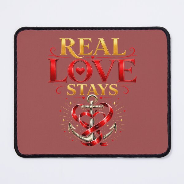 Item preview, Real Love Stays, Romantic Anchor Heart Design, Loyalty Love Quote designed and sold by JagrDesigns.